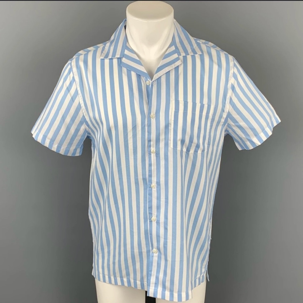 Onia Sky Blue and White Striped Shirt